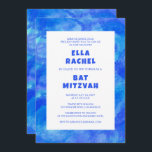 Watercolor Swirl Blue Custom Bar Bat Mitzvah Invitation<br><div class="desc">Perfect card to announce a bat mitzvah, bar mitzvah or other Jewish celebration! Hand made art for you. FULLY CUSTOMIZABLE! Click on “Personalise” above to edit the text. Click "edit using design tool" to adjust the fonts, colours and placements and to delete the back side design if you prefer (I...</div>