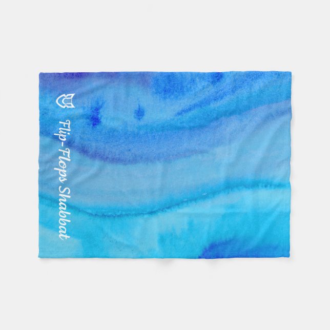 Watercolor Swirl Flip-Flops Shabbat Fleece Blanket (Front (Horizontal))
