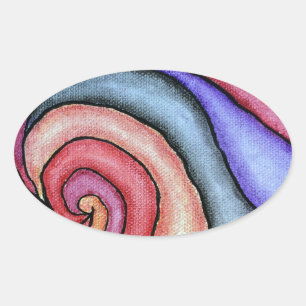 Watercolor Swirl Oval Sticker