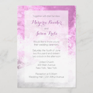 Watercolor Swirl Wedding Invitation - Plum Purple