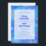 Watercolor Swirls Blue Custom Bar Bat Mitzvah Invitation<br><div class="desc">Perfect card to announce a bat mitzvah, bar mitzvah or other Jewish celebration! Hand made art for you. FULLY CUSTOMIZABLE! Click on “Personalise” above to edit the text. Click "edit using design tool" to adjust the fonts, colours and placements and to delete the back side design if you prefer (I...</div>