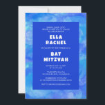 Watercolor Swirls Blue Custom Bar Bat Mitzvah Invitation<br><div class="desc">Perfect card to announce a bat mitzvah, bar mitzvah or other Jewish celebration! Hand made art for you. FULLY CUSTOMIZABLE! Click on “Personalise” above to edit the text. Click "edit using design tool" to adjust the fonts, colours and placements and to delete the back side design if you prefer (I...</div>