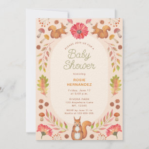 Watercolor Symmetric Fall Theme Baby Shower  Invitation