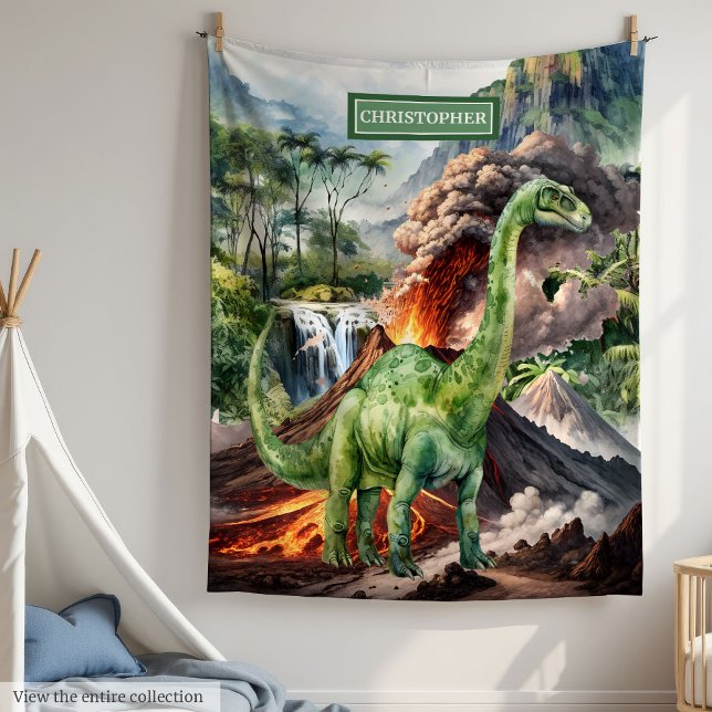 Watercolor T-Rex Dinosaur Blanket Personalised  (Watercolor T-Rex Dinosaur Blanket Personalized for Kids)