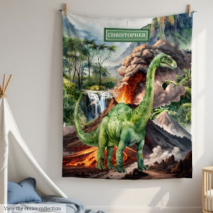 Watercolor T-Rex Dinosaur Blanket Personalized 