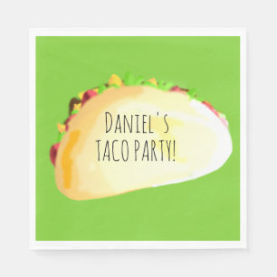 Watercolor Taco Party Birthday Napkin