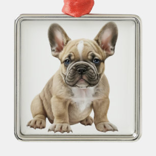 WATERCOLOR TAN FRENCH BULLDOG DOG METAL ORNAMENT