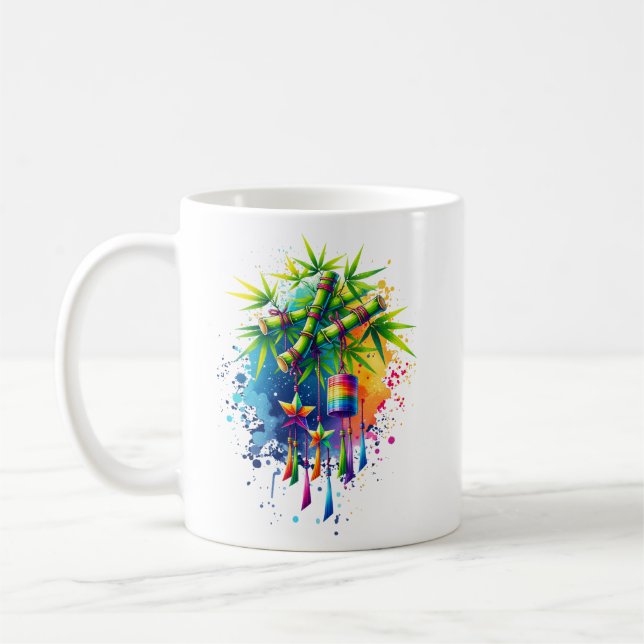 Watercolor Tanabata Tree Coffee Mug (Left)