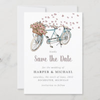 Watercolor Tandem bicycle save the date