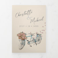 watercolor tandem bike with hearts wedding Tri-Fo
