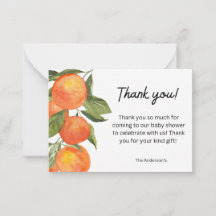 Watercolor Tangerine Theme Thank You Card