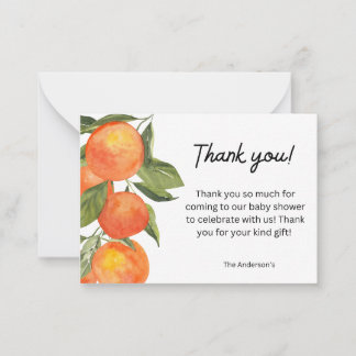 Watercolor Tangerine Theme Thank You Card