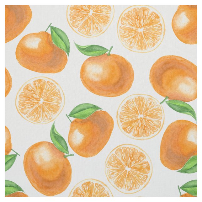 Watercolor tangerines fabric (Swatch)