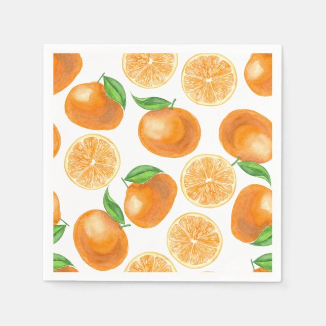Watercolor tangerines napkin (Front)
