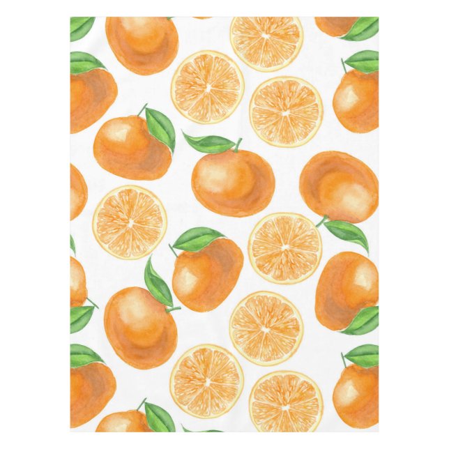 Watercolor tangerines tablecloth (Front)