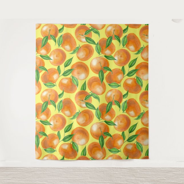 Watercolor tangerines tapestry (Front)