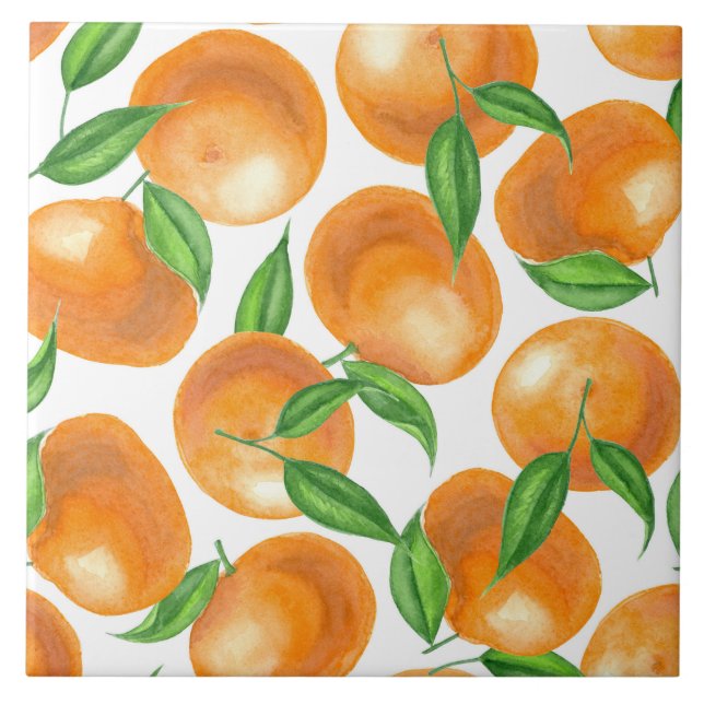 Watercolor tangerines tile (Front)