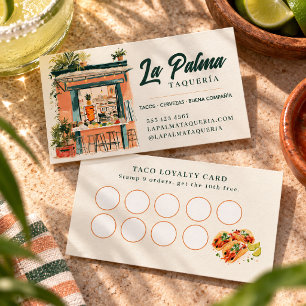 Watercolor Taqueria Taco Stand Al Pastor Loyalty Card