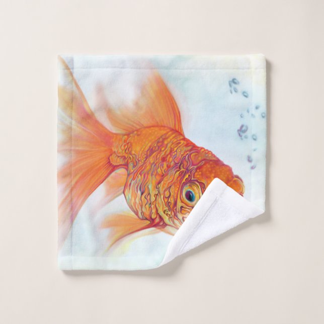 Watercolor & Tattoo Goldfish Washcloth Wash Cloth (Wash Cloth)