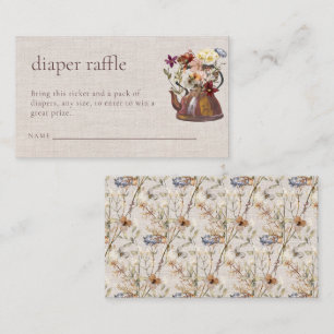 Watercolor Tea Floral Diaper Raffle Baby Shower Enclosure Card