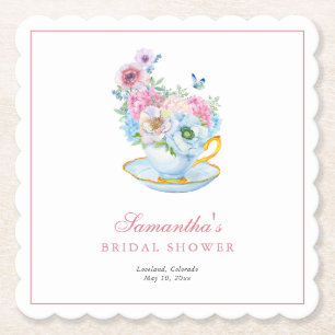 Watercolor Tea Party Bridal shower Paper Coaster