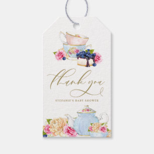 Watercolor Tea Party Floral Baby Shower Thank You Gift Tags