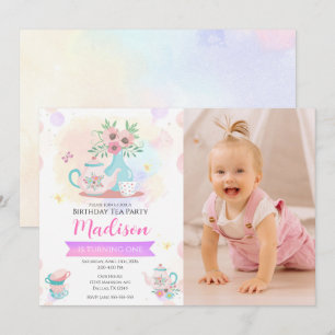 Watercolor Tea Party Garden Spring Floral Birthday Invitation