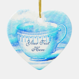 Watercolor Teacup Personalised Ornament