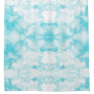 Watercolor teal blue abstract pattern shower curtain
