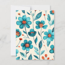 Watercolor Teal Flowers