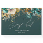Watercolor Teal Gold Floral Wedding