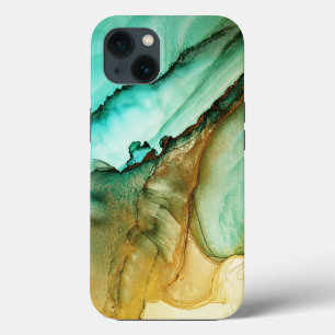 Watercolor Teal Gold Glitter iPhone / iPad case