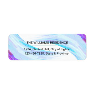 Watercolor Teal Pink Brush Painted Strokes Return Address Label