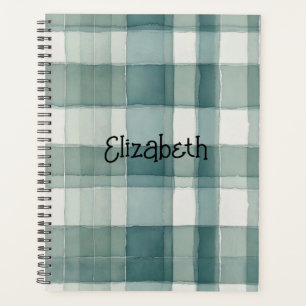 Watercolor Teal Plaid Planner