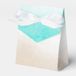 Watercolor Teal & Tan Subtle Beach Wedding Favour Box
