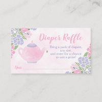 Watercolor Teapot Baby Shower Diaper Raffle Ticket