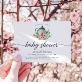Watercolor Teapot Baby Shower Invitation