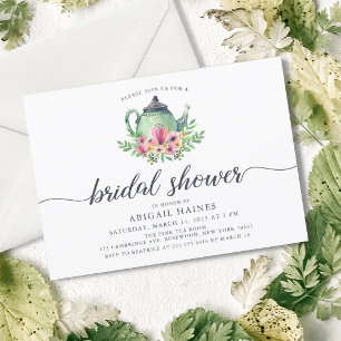 Watercolor Teapot Bridal Shower Invitation