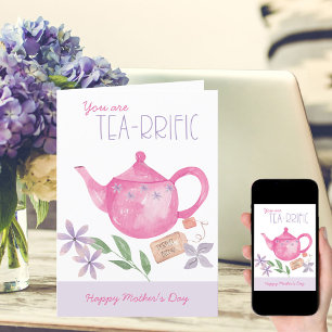 Watercolor Teapot Tea-rrific Mother's Day Card