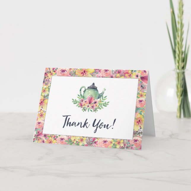 Watercolor Teapot Thank You Card (Front)