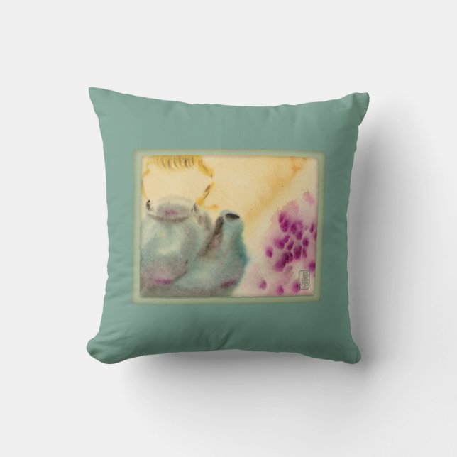 Watercolor Teapot Throw Pillow (Front)