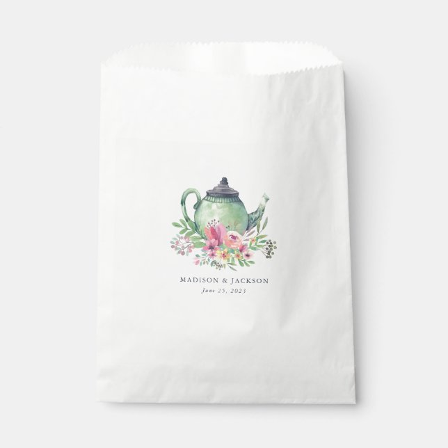 Watercolor Teapot Wedding Favour Bag (Front)