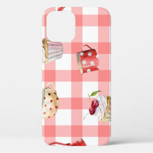 Watercolor Teapots: Cupcakes Seamless Pattern iPhone 12 Case