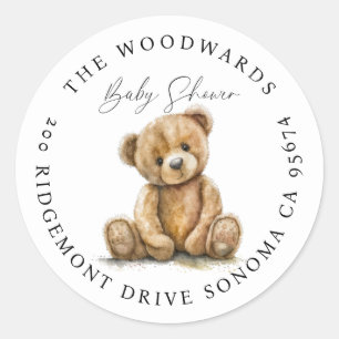 Watercolor Teddy Bear Baby Shower Address Labels
