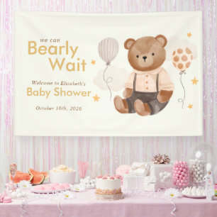 Watercolor Teddy Bear Baby Shower Banner