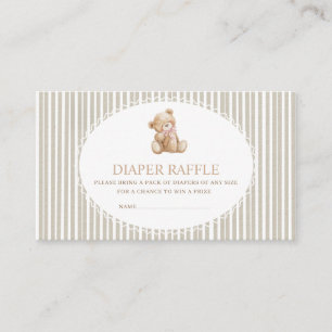    Watercolor teddy bear baby shower diaper raffle Enclosure Card