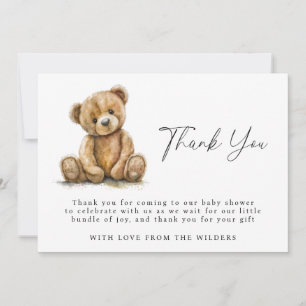 Watercolor Teddy Bear Baby Shower Thank You