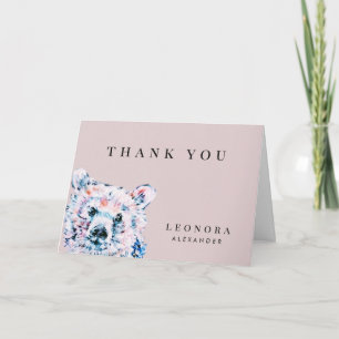 Watercolor Teddy Bear Baby Shower Thank You Card