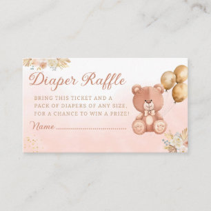 Watercolor teddy bear Boho diaper raffle Enclosure Card