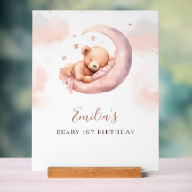 Watercolor Teddy Bear First Birthday